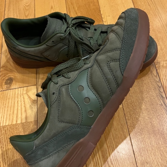 Saucony 586I Green Nubuck Shoes - Size 12 New! - Picture 2 of 4